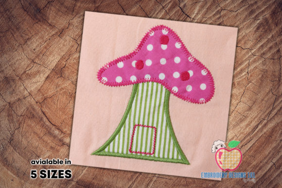 Charming Fantasy Mushroom House Applique for Kids