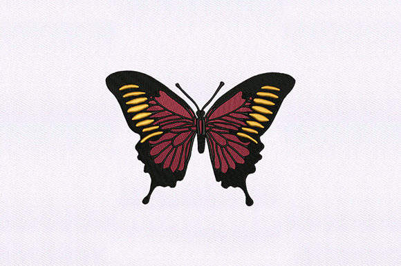 Charming Red Orange Butterfly Embroidery Design