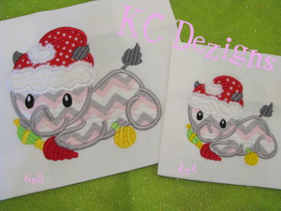 Christmas Baby Rhino Applique: A Festive Embroidery Delight