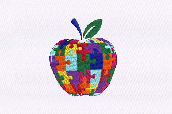 Jigsaw Apple: A Unique Embroidery Design