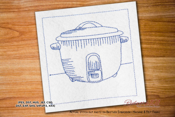 Rice Cooker Bluework: A Charming Embroidery Design