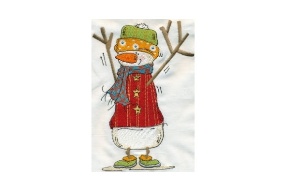 Sassy Twiggy Snowman: A Festive Embroidery Design