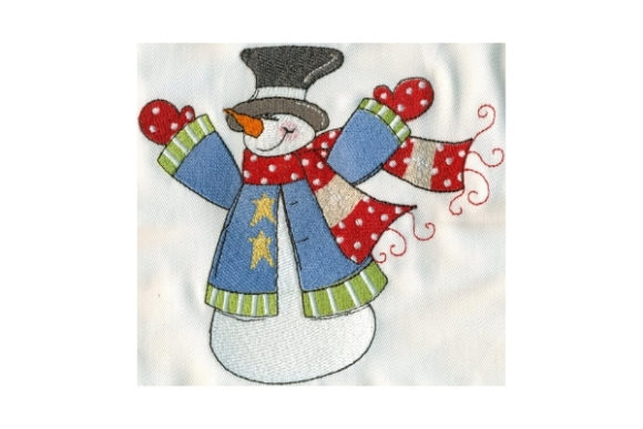 Sassy Up in Arms Snowman Embroidery