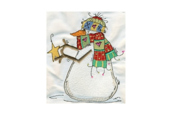 Sassy Whimsy Star Snowman: A Festive Embroidery Delight