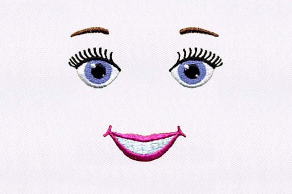 Wide Eyed Smiling Girl Embroidery Design