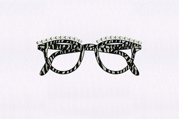 Zebra Print Glasses: A Bold Embroidery Design